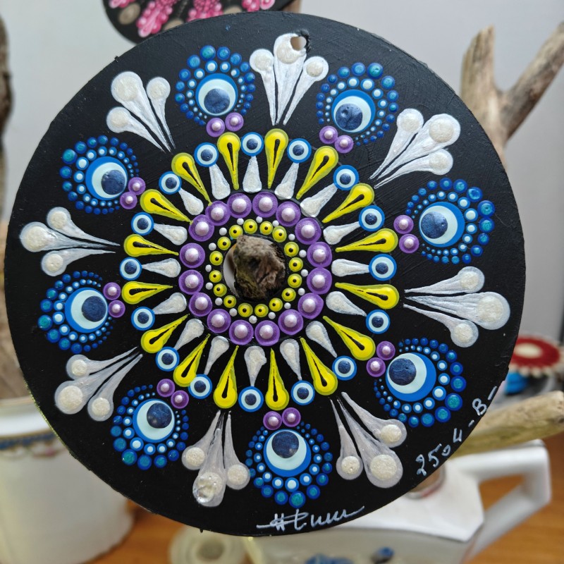 Pulse  - Hand-painted recycled CD – unique artistic creation - gift idea or decoration