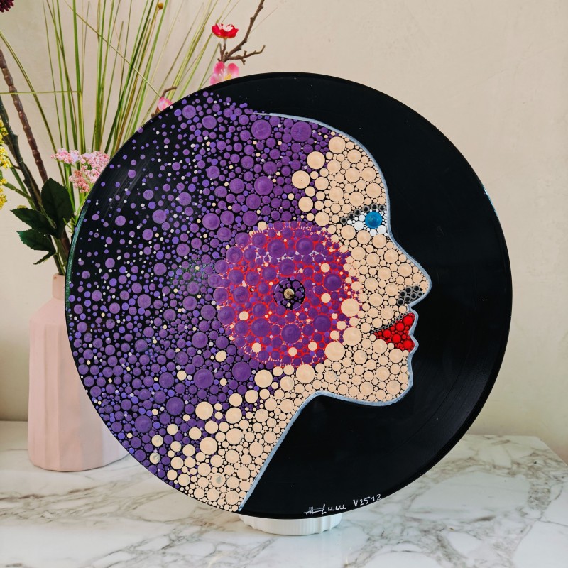 Éclyssa - disque vinyle 33t recyclé peint à la main – création artistique unique - idée cadeau ou décoration