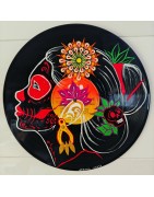 La Gardienne de Feu  - disque vinyle 33t recyclé peint à la main – création artistique unique - idée cadeau ou décoration