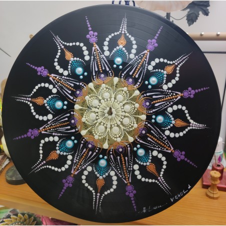 Astraea - disque vinyle 33t recyclé peint à la main – création artistique unique - idée cadeau ou décoration