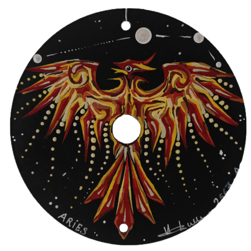 Aries  - Hand-painted recycled CD – unique artistic creation