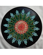 Floriva - disque vinyle 33t recyclé peint à la main – création artistique unique - idée cadeau ou décoration