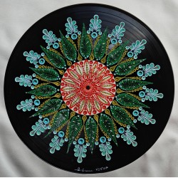 Floriva - Hand-painted recycled vinyl record 33 rpm– unique artistic creation - gift idea or decoration