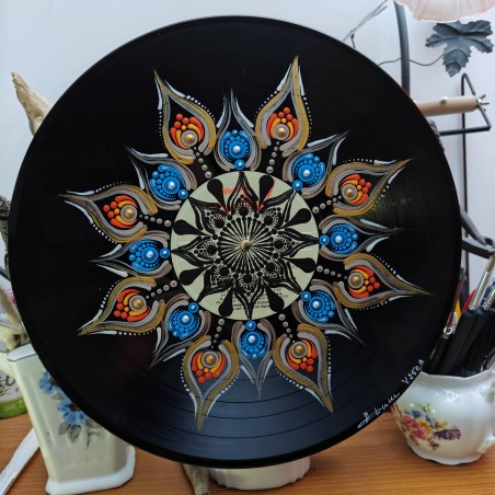 Khalys - disque vinyle 33t recyclé peint à la main – création artistique unique - idée cadeau ou décoration